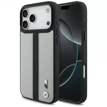 BMW M Perforated Stripe Logo MagSafe Case voor iPhone 17 Pro Max grijs