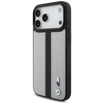 BMW M Perforated Stripe Logo MagSafe Case voor iPhone 17 Pro Max grijs