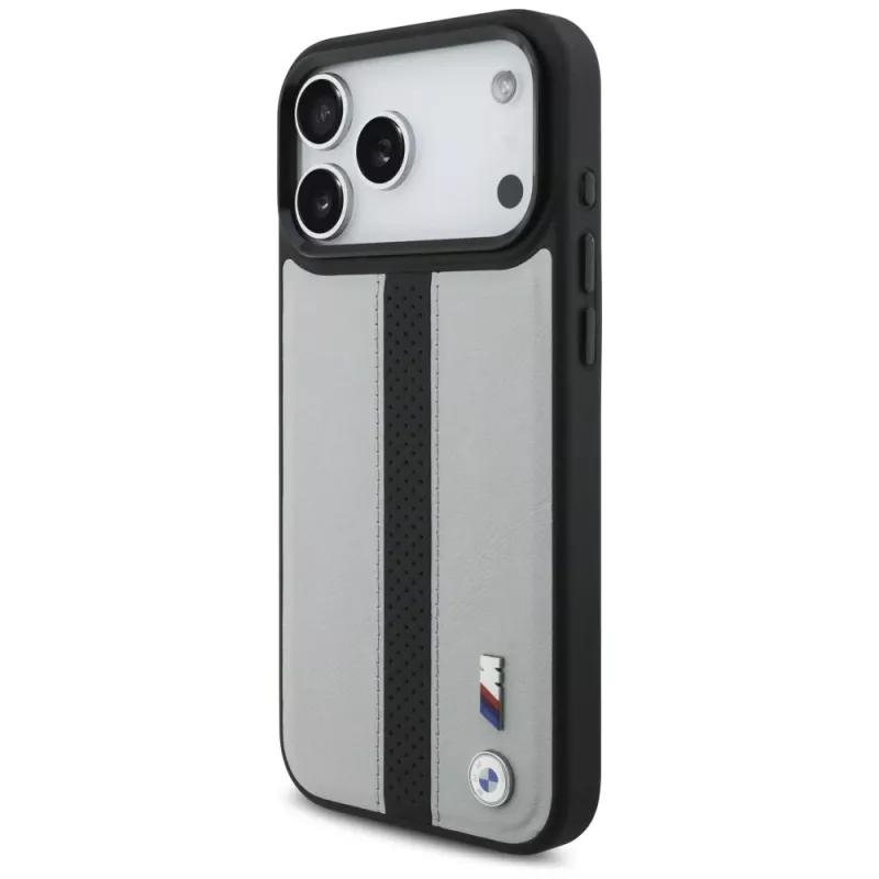 BMW M Perforated Stripe Logo MagSafe Case voor iPhone 17 Pro Max grijs
