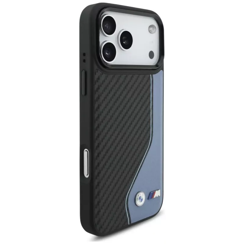 BMW M Carbon Logo MagSafe-hoesje voor iPhone 17 Pro Max, blauw