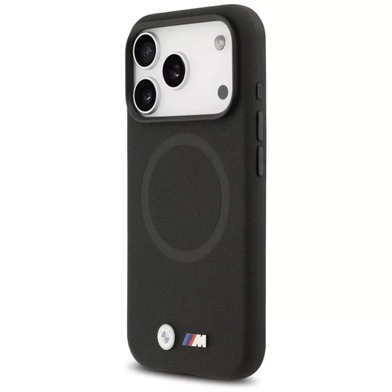 BMW M FW Metal Logo MagSafe-hoesje voor Apple iPhone 17 Pro, zwart