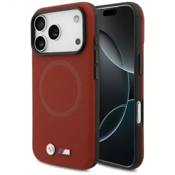 BMW M Series Metal Logo MagSafe-hoesje voor Apple iPhone 17 Pro, rood
