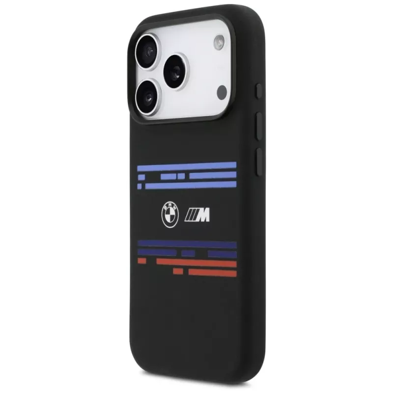 BMW M Silicon Horizontal Line MagSafe-hoesje voor Apple iPhone 17 Pro, zwart