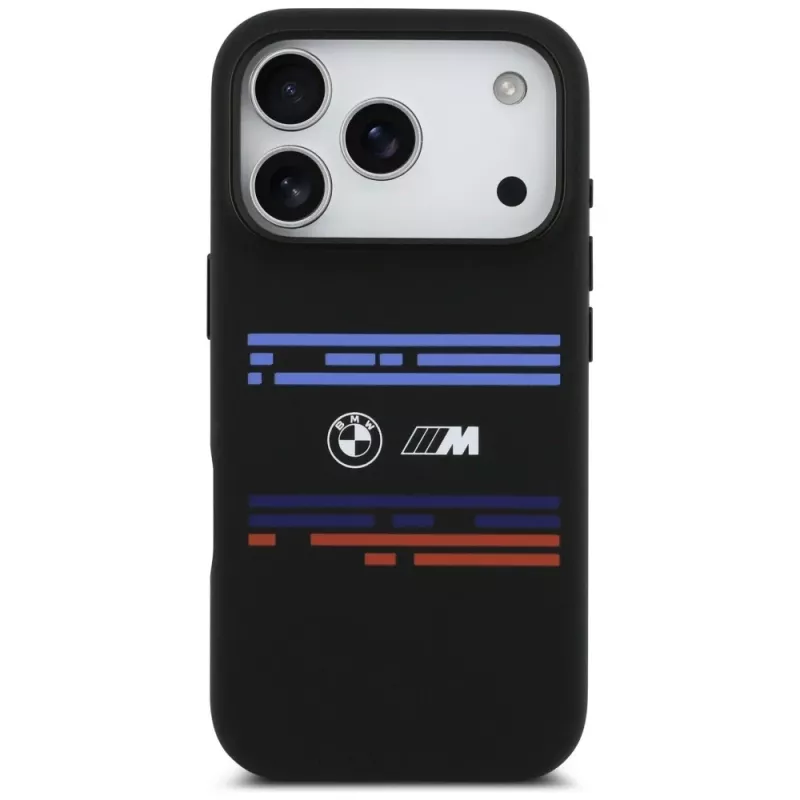 BMW M Silicon Horizontal Line MagSafe-hoesje voor Apple iPhone 17 Pro, zwart