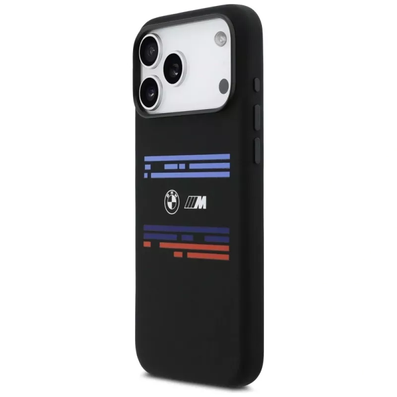 BMW M Silicon Horizontal Line MagSafe-hoesje voor Apple iPhone 17 Pro Max, zwart
