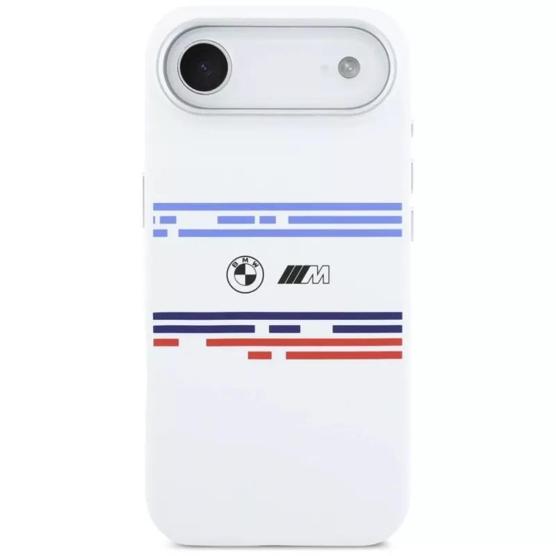 BMW M Silicon Horizontal Line MagSafe-hoesje voor iPhone Air, wit