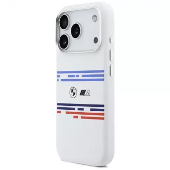 BMW M Silicon Horizontal Line MagSafe-hoesje voor iPhone 17 Pro, wit