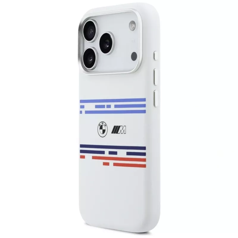 BMW M Silicon Horizontal Line MagSafe-hoesje voor iPhone 17 Pro, wit