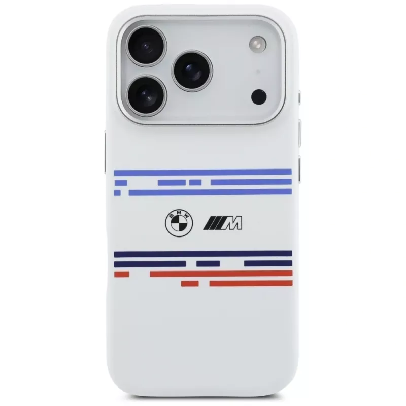 BMW M Silicon Horizontal Line MagSafe-hoesje voor iPhone 17 Pro, wit