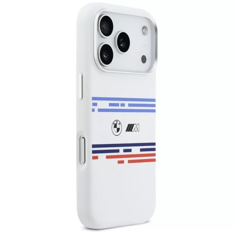 BMW M Silicon Horizontal Line MagSafe-hoesje voor iPhone 17 Pro, wit