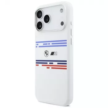 BMW M Silicon Horizontal Line MagSafe-hoesje voor iPhone 17 Pro Max, wit