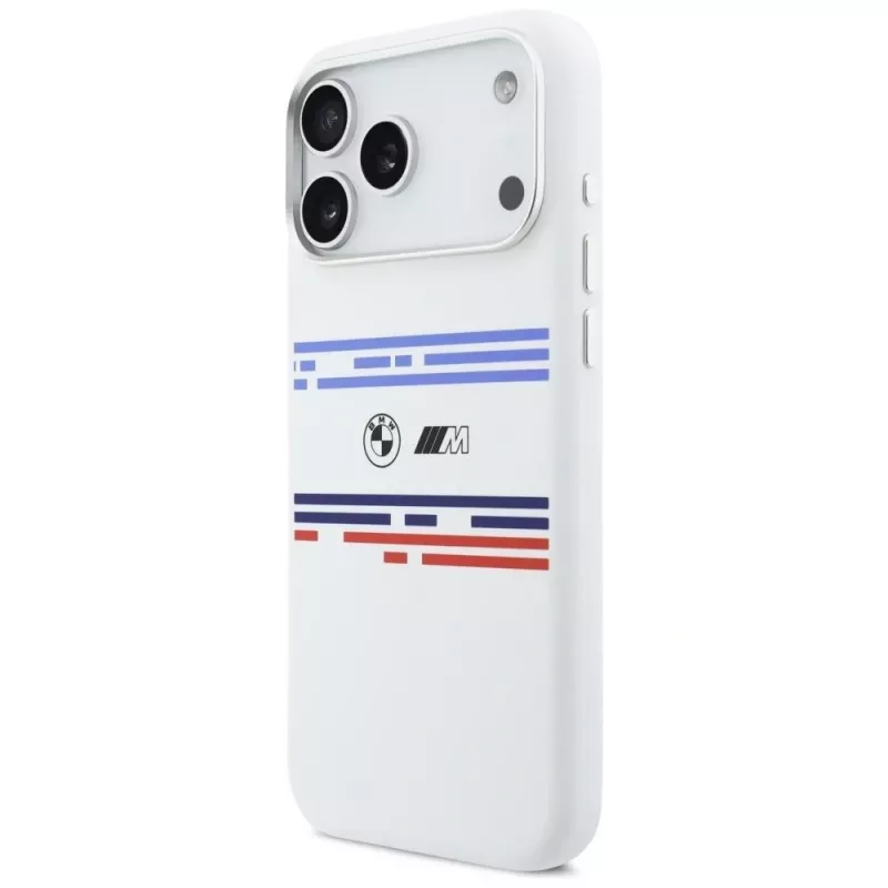 BMW M Silicon Horizontal Line MagSafe-hoesje voor iPhone 17 Pro Max, wit