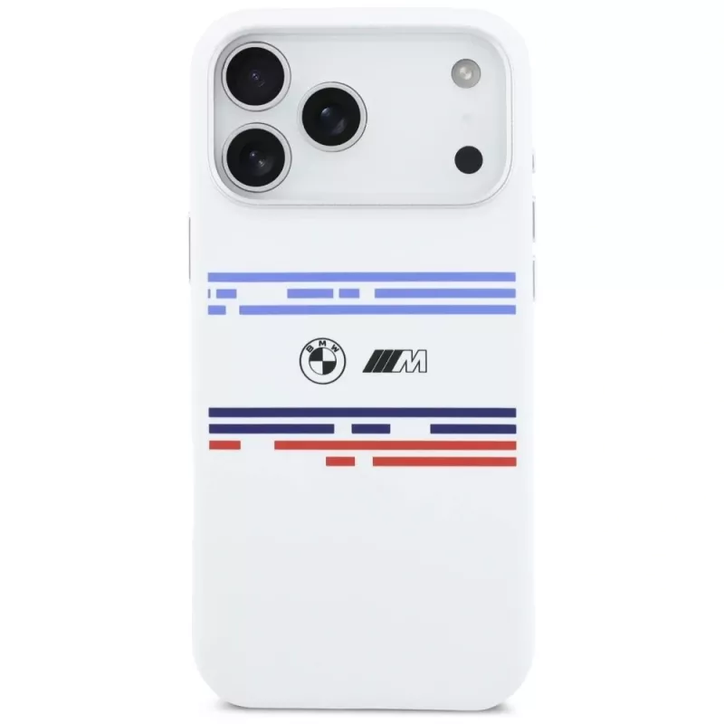 BMW M Silicon Horizontal Line MagSafe-hoesje voor iPhone 17 Pro Max, wit