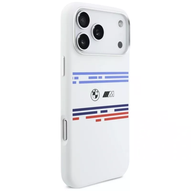 BMW M Silicon Horizontal Line MagSafe-hoesje voor iPhone 17 Pro Max, wit