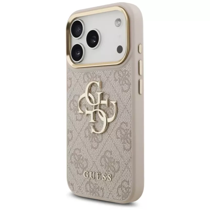 Guess 4G Big Classic Logo Big Strap Metal Buttons-hoesje voor Apple iPhone 17 Pro, roze