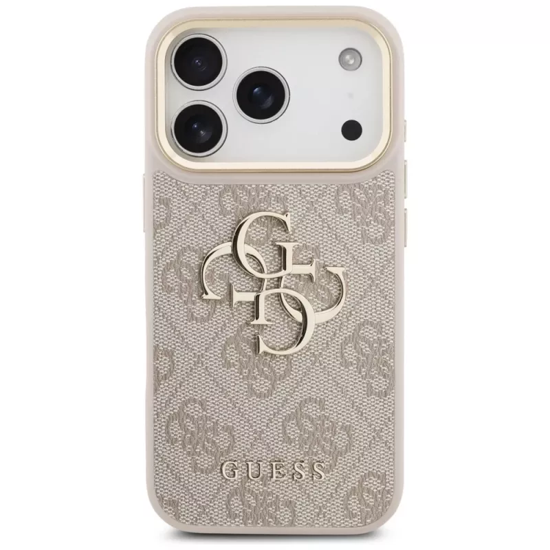 Guess 4G Big Classic Logo Big Strap Metal Buttons-hoesje voor Apple iPhone 17 Pro, roze