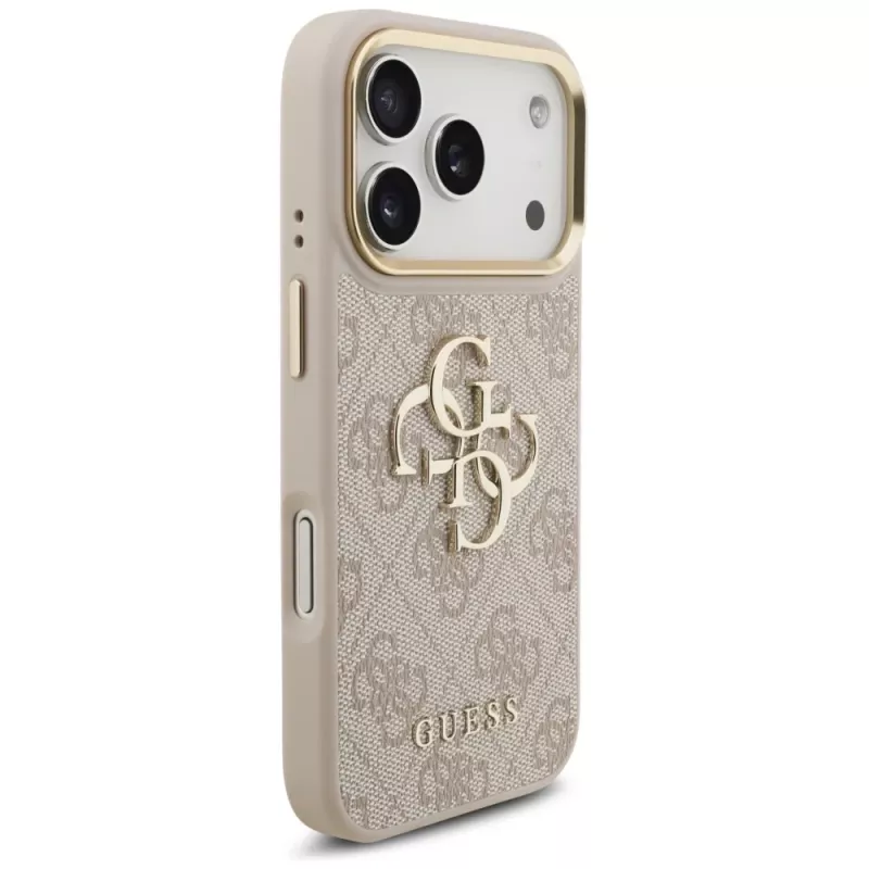 Guess 4G Big Classic Logo Big Strap Metal Buttons-hoesje voor Apple iPhone 17 Pro, roze