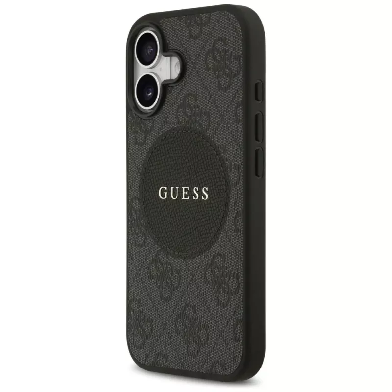Guess 4G Circle Classic Logo MagSafe-hoesje voor iPhone 17, zwart