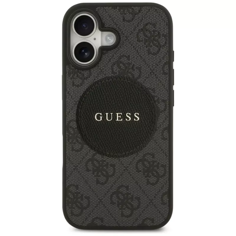 Guess 4G Circle Classic Logo MagSafe-hoesje voor iPhone 17, zwart