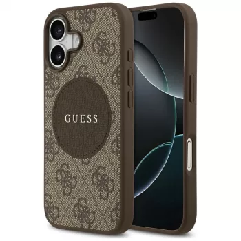 Guess 4G Circle Classic Logo MagSafe-hoesje voor Apple iPhone 17, bruin