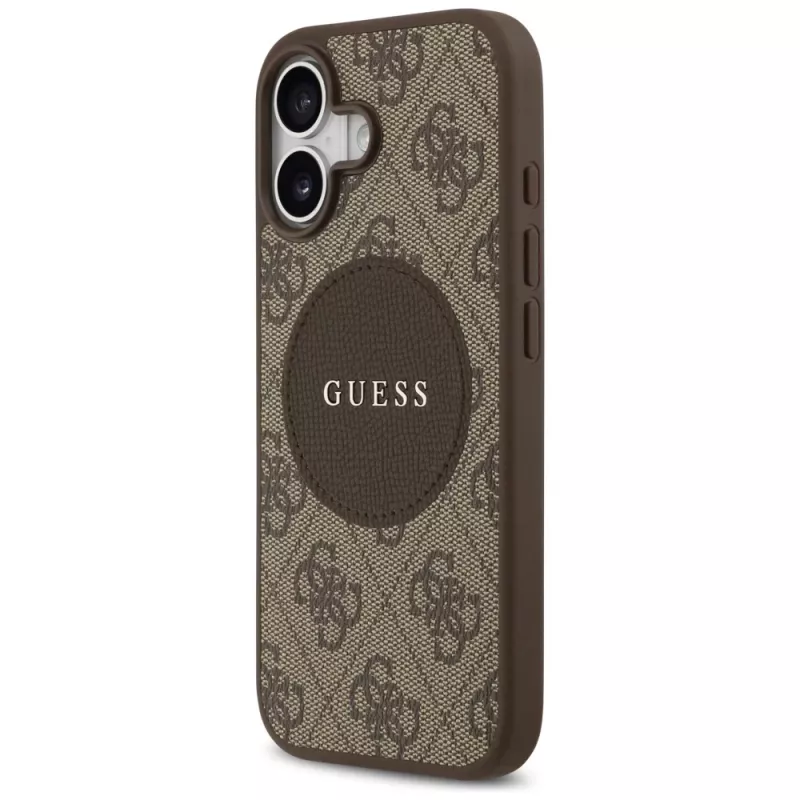 Guess 4G Circle Classic Logo MagSafe-hoesje voor Apple iPhone 17, bruin