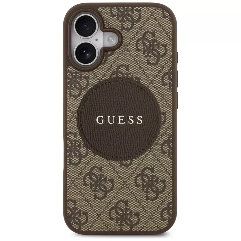 Guess 4G Circle Classic Logo MagSafe-hoesje voor Apple iPhone 17, bruin