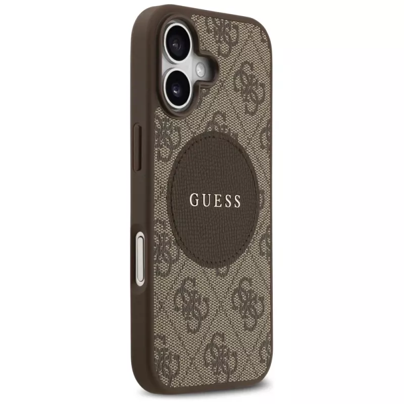 Guess 4G Circle Classic Logo MagSafe-hoesje voor Apple iPhone 17, bruin