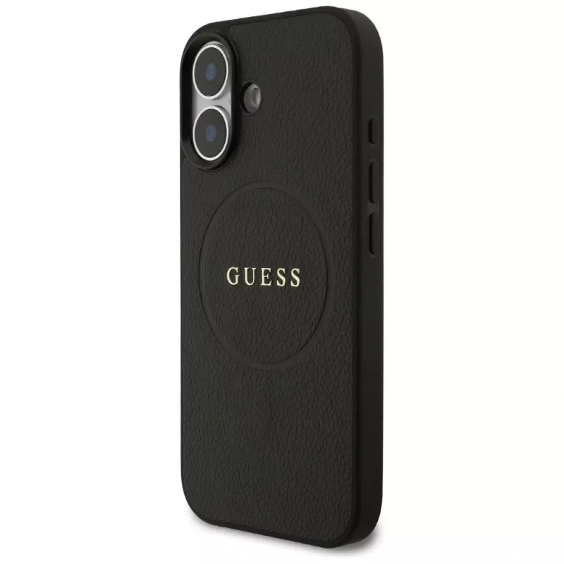Guess Grained Ring MagSafe-hoesje voor iPhone 17, zwart