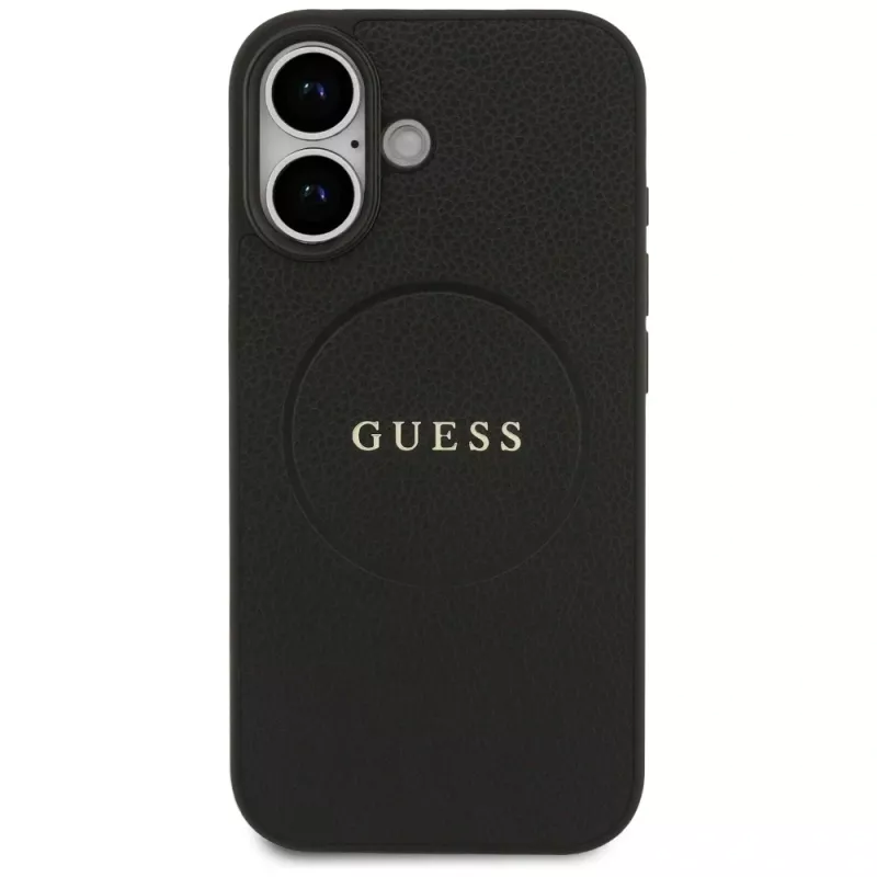 Guess Grained Ring MagSafe-hoesje voor iPhone 17, zwart