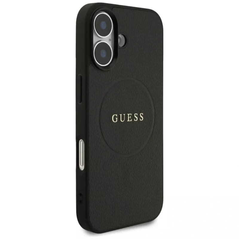 Guess Grained Ring MagSafe-hoesje voor iPhone 17, zwart