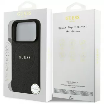 Guess Grained Ring MagSafe-hoesje voor iPhone 17 Pro, zwart