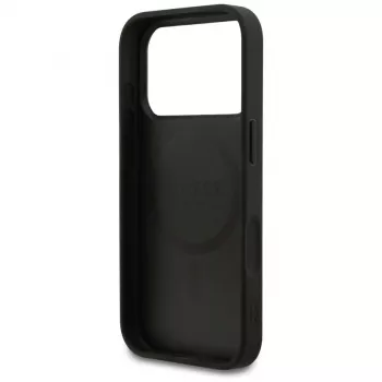 Guess Grained Ring MagSafe-hoesje voor iPhone 17 Pro, zwart