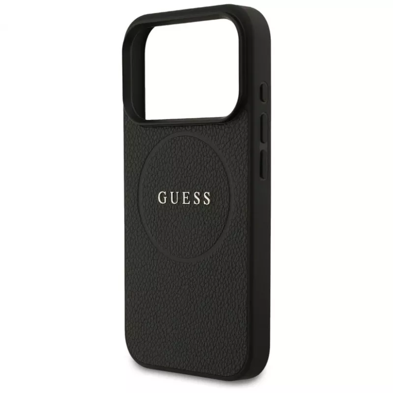 Guess Grained Ring MagSafe-hoesje voor iPhone 17 Pro Max, zwart