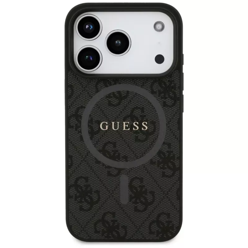 Guess 4G Ring Classic Logo MagSafe Case voor iPhone 17 Pro (zwart)