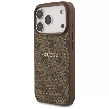 Guess 4G Ring Classic Logo MagSafe Back Cover voor Apple iPhone 17 Pro, bruin
