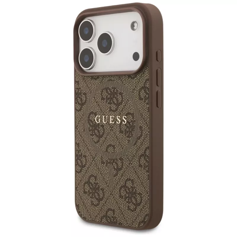 Guess 4G Ring Classic Logo MagSafe Back Cover voor Apple iPhone 17 Pro, bruin