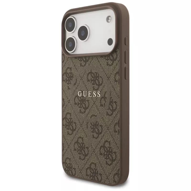 Guess 4G Ring Classic Logo MagSafe Case voor iPhone 17 Pro Max (bruin)
