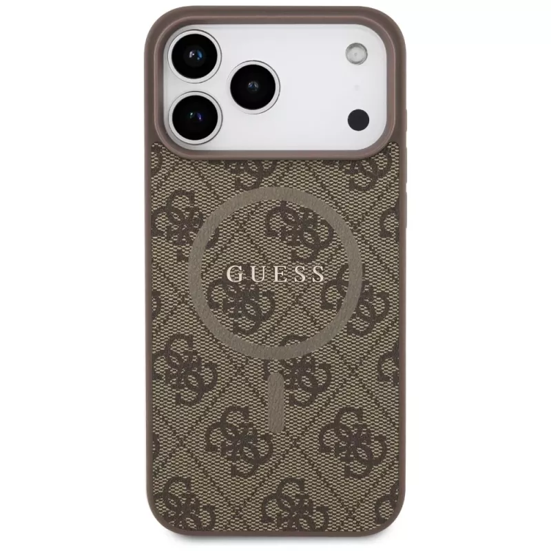 Guess 4G Ring Classic Logo MagSafe Case voor iPhone 17 Pro Max (bruin)