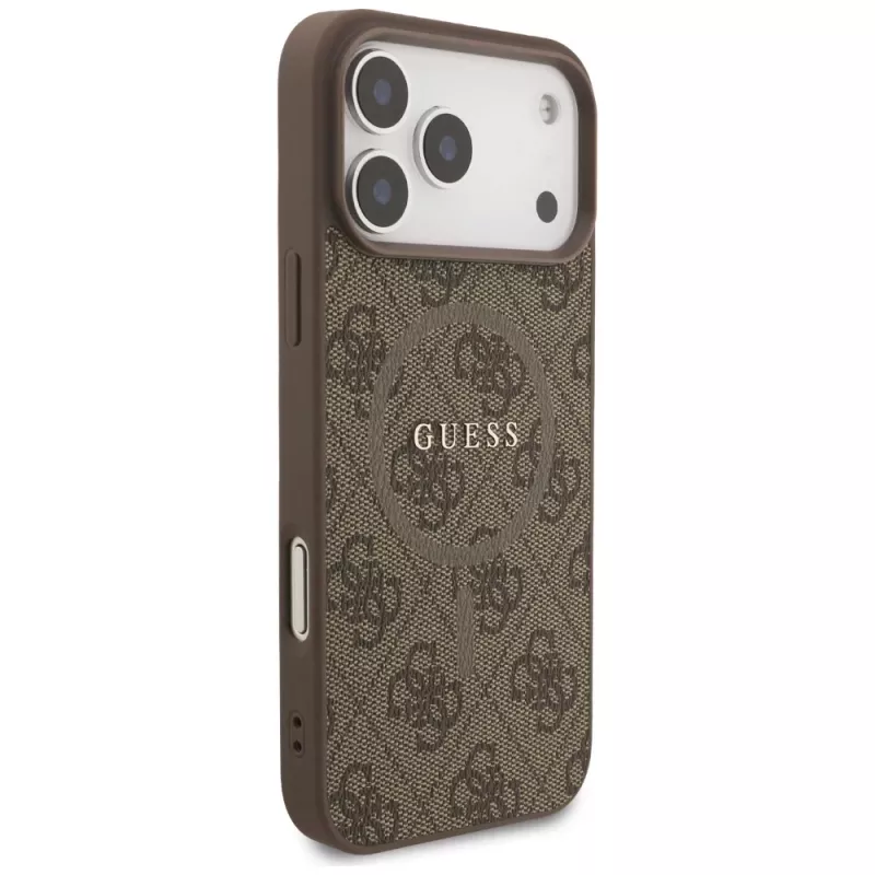 Guess 4G Ring Classic Logo MagSafe Case voor iPhone 17 Pro Max (bruin)