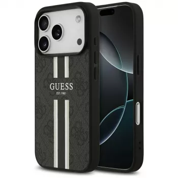 Guess 4G Printed Stripes MagSafe Case voor iPhone 17 Pro (zwart)