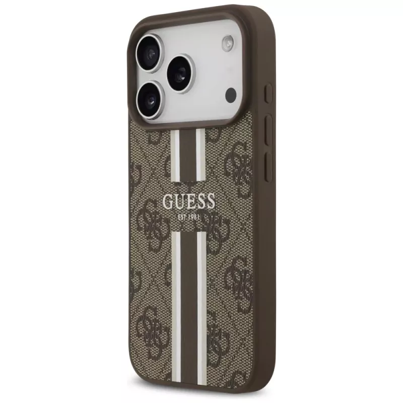 Guess 4G Printed Stripes MagSafe Case voor Apple iPhone 17 Pro - bruin