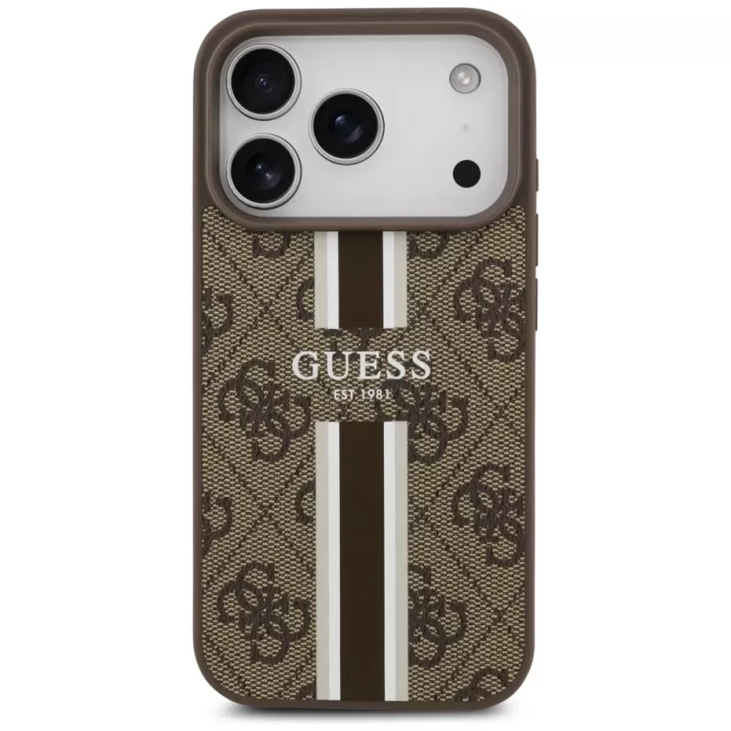 Guess 4G Printed Stripes MagSafe Case voor Apple iPhone 17 Pro - bruin