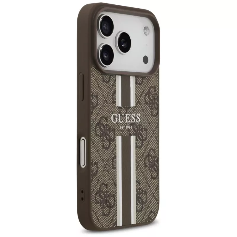 Guess 4G Printed Stripes MagSafe Case voor Apple iPhone 17 Pro - bruin