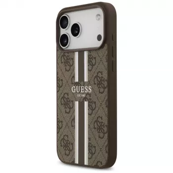 Guess 4G Printed Stripes MagSafe Case voor iPhone 17 Pro Max (bruin)