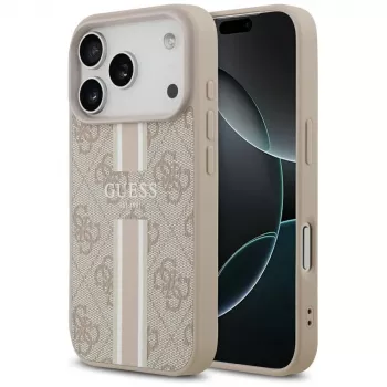 Guess 4G Printed Stripes MagSafe Case voor iPhone 17 Pro (roze)