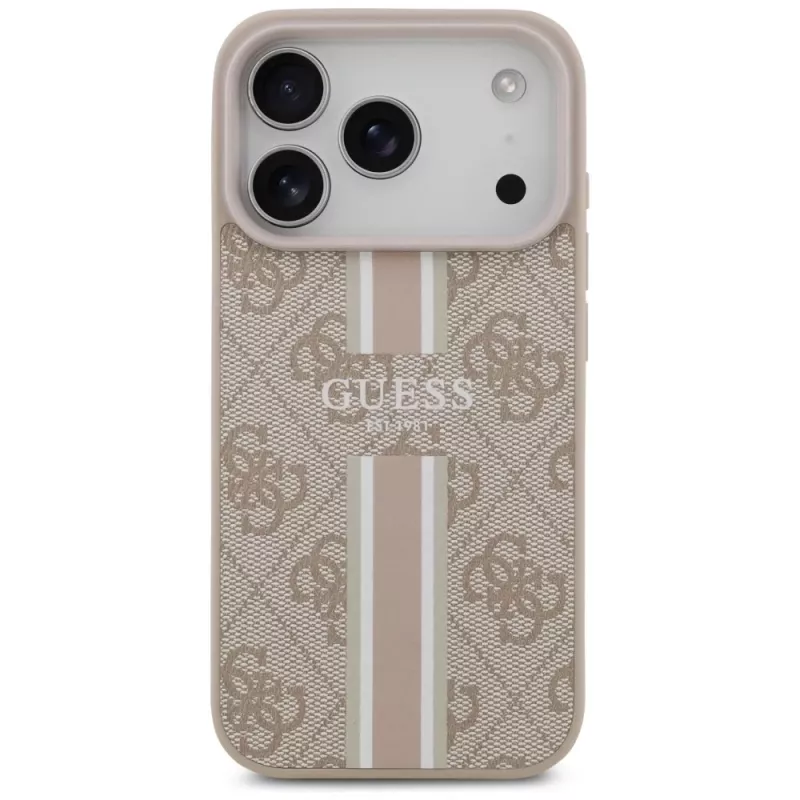 Guess 4G Printed Stripes MagSafe Case voor iPhone 17 Pro (roze)