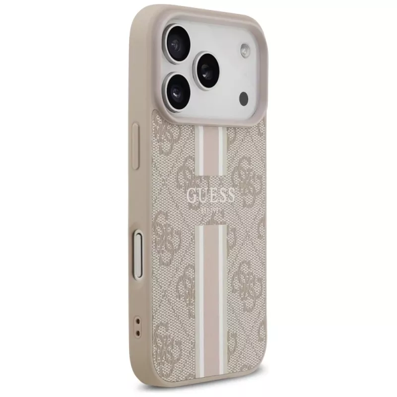 Guess 4G Printed Stripes MagSafe Case voor iPhone 17 Pro (roze)