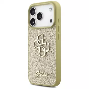 Guess Fixed Glitter Big 4G Back Cover voor Apple iPhone 17 Pro, goud