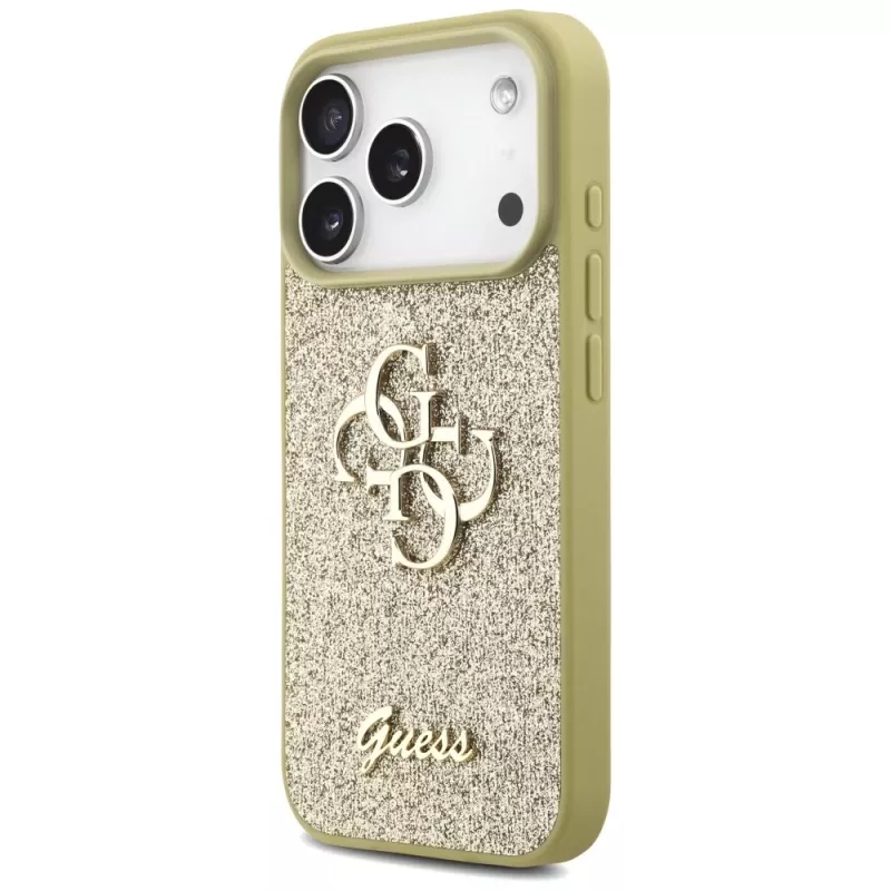 Guess Fixed Glitter Big 4G Back Cover voor Apple iPhone 17 Pro, goud