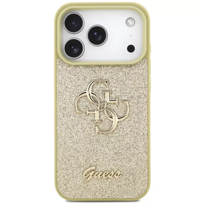 Guess Fixed Glitter Big 4G Back Cover voor Apple iPhone 17 Pro, goud